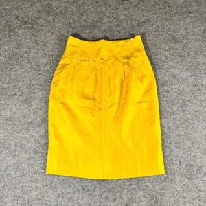 Vintage 90s‎ Cathy Hardwick 100% Silk Yellow Pencil Skirt Size 4